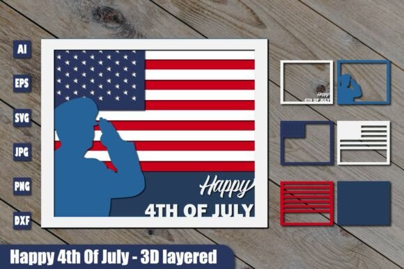 4th of July Soldier 3D SVG for Independence Day Branding