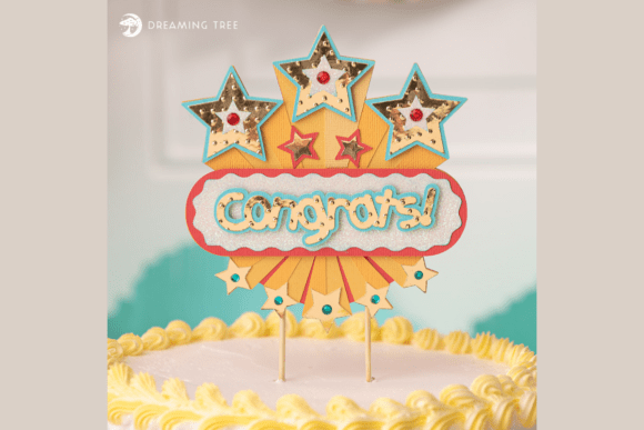 Congrats Cake Topper 3D SVG for Birthday Designs