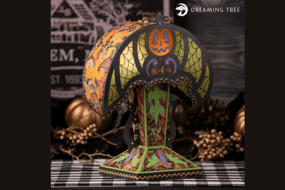 Crescent Moon Lamp SVG: A 3D Halloween Design Asset for Content Creators