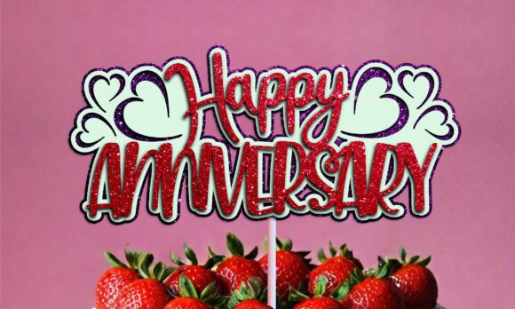 Happy Anniversary Hearts 3D SVG Shape for Marketing and Branding