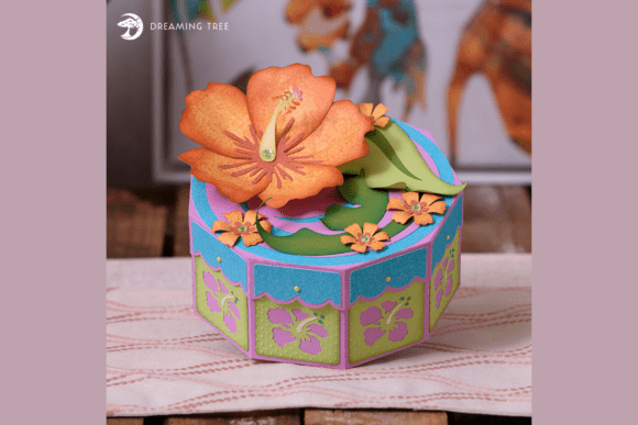 Hibiscus Gift Treat Box SVG – A 3D Design for Tropical-Themed Products