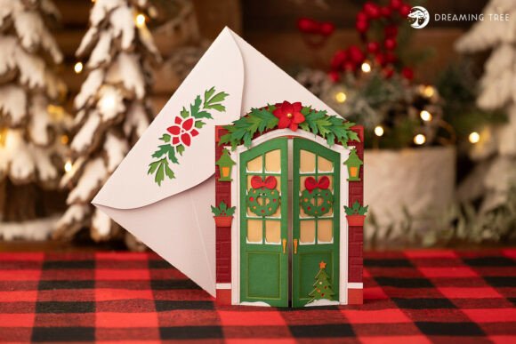 Holiday Doorstep Card 3D SVG: A Festive Graphic Design Asset for Thanksgiving Campaigns
