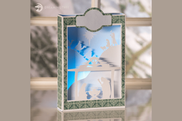 Nativity Paperscape Box Card SVG: A Festive 3D Graphic for Local Business Branding