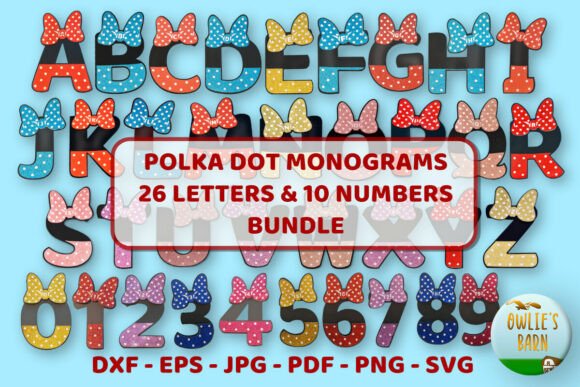 Polka-Dot Monograms Bundle: A 3D SVG Asset for Birthday Designs