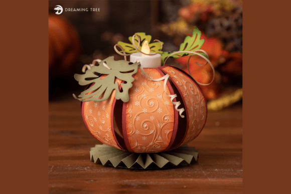 Pumpkin Patch Tea Light 3D SVG: A Festive Graphic Design Asset for Halloween Branding