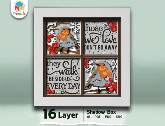Robin Memorial Shadow Box 3D SVG for Handmade Creations