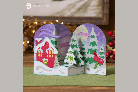 Snowed In Card SVG: A Winter Scene for Embroidery Projects