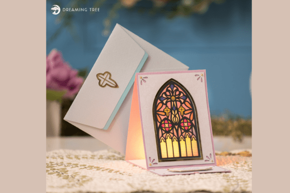 Stained Glass Easter Card SVG for 3D Branding and Packaging