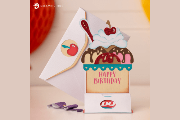 Sundae Gift Card Holder SVG: A 3D Delight for Greeting Cards and Branding