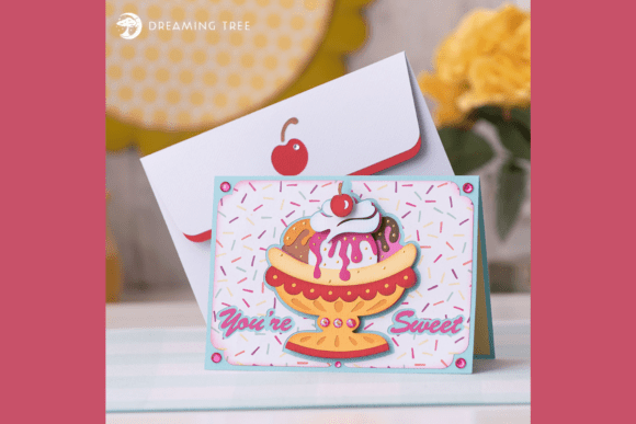 Sweet Banana Split Card SVG: A 3D Pop-Up Delight for Handmade Creations