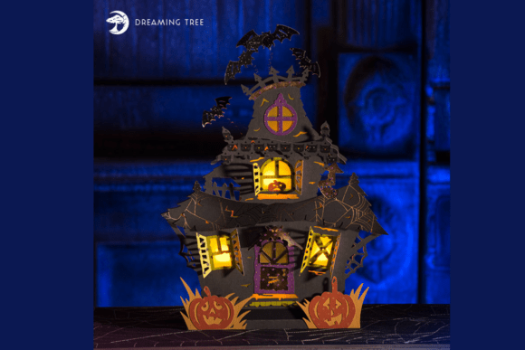 Tea Light Haunted House 3D SVG for Halloween Décor
