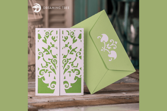Tree Gatefold Card SVG: A 3D Design Asset for Cards And Invites