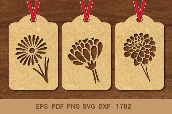 Wooden Floral Gift Tag SVG for Handmade Business & Crafting