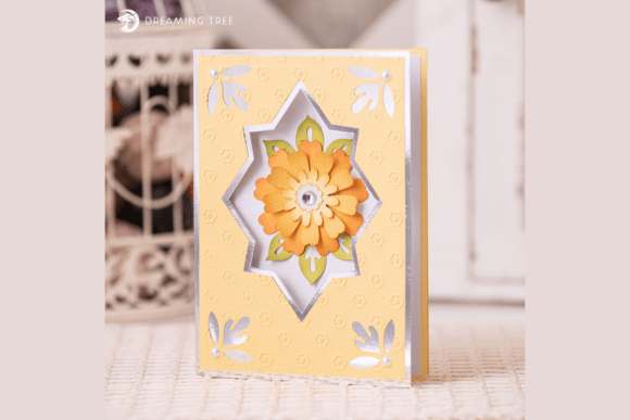 Yellow Fantasy Flower Card 3D SVG for Mother’s Day Campaigns